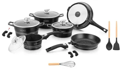 Produktbild von Royalty ES2014M CLICK Kochgeschirr-Set, 17-teilig, Schwarz