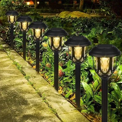 Obrázek produktu pro Solární osvětlení do zahrady – 10 solárních reflektorů – venkovní osvětlení zahradní cestičky, bezpečnostní reflektory – osvětlení terasy a trávníku