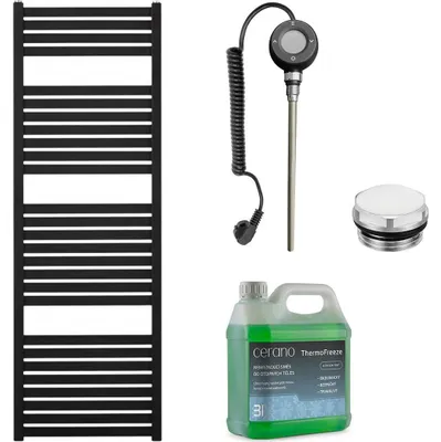 Productafbeelding van Elektrische radiator set voor de badkamer, model Vincenzo - met WIFI - 600W - mat zwart - 1330x450 mm