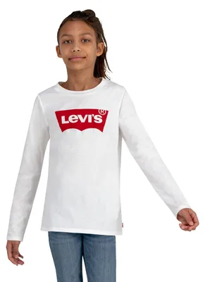 Obrázek produktu pro Tričko s dlouhým rukávem a netradičním střihem, značka Levi's Kids, barva bílá, velikost pro kojence, 9 měsíců