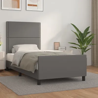 Produktbild von Design Möbel Bettgestell mit Kopfteil Grau 100x200 cm Kunstleder - 2024 Neu