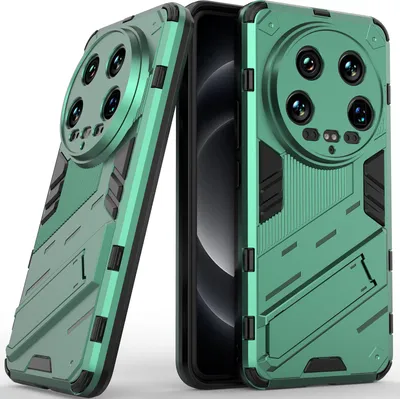 Produktbild von Armor Hülle für Xiaomi 14 Ultra, Hybrid PC TPU Bumper Stoßfestes Schutzhülle mit Standfunktion Grün