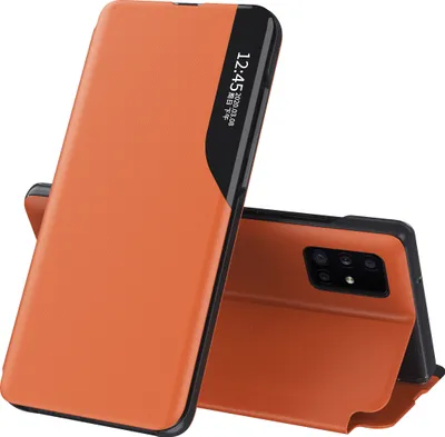 Image de Etui pour Galaxy A51, Smart View Window Flip StandPolyuréthaneLeather Protective Case for Samsung Galaxy A51 Orange