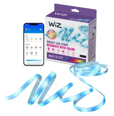 Produktbild von WiZ LED-Lichtleiste 4 m, Intelligenter Leuchtstreifen, Wi-Fi/Bluetooth, Weiß, Wi-Fi 4 (802.11n), 802.11b, 802.11g, LED, Kunststoff