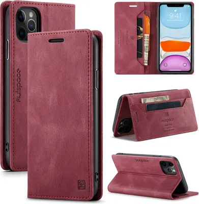 Obrázek produktu pro pouzdro na iPhone 11 Pro Wallet Case, retroPolyuretankožené pouzdro Stand Protective Case pro iPhone 11 Pro Red