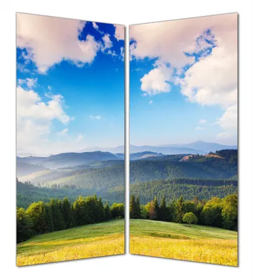 Produktbild von Wallario selbstklebende Duschrückwand 160 x 180 cm mit Motiv Berglandschaft im Gebirge unter blauem Himmel - Wandverkleidung mit Hochglanzlaminat in Glasoptik