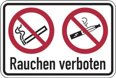 Produktbild von Dreifke® Verbotsschild, Kombischild, Zigarette/E-Zigarette, Rauchen verboten,...