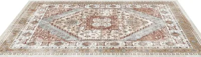 Image de Grand tapis 9 x 12 pieds Tapis antidérapant d'intérieur Vintage brun rouge