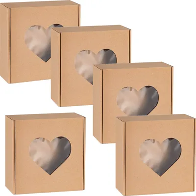 Produktbild von Quadratische Schachtel mit Herzfenster, Geschenksbox20x20x5cm x5