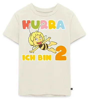 Produktbild von Spreadshirt Biene Maja Hurra Ich Bin 2 Zweiter Geburtstag Kinder Premium T-Shirt, 110/116 (4 Jahre), Naturweiß