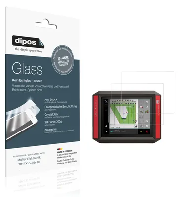 Produktbild von 2x Schutzfolie für Müller Elektronik TRACK-Guide III - Anti-Shock 9H Folie dipos Glass Kunststoffglas