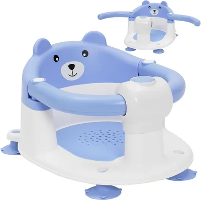 Immagine prodotto di Sedia da bagno, con 4 ventose, schienale ergonomico, colore blu, per bagno