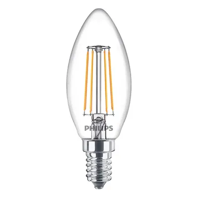 Obrázek produktu pro Philips Filamentová žárovka ve tvaru svíčky 40 W, B35 3× E14, 4,3 W, 40 W, E14, 470 lm, 15000 h, Teplá bílá