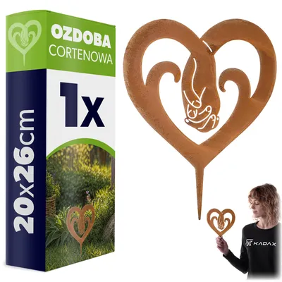 Obrázok produktu pre KADAX Záhradná dekorácia v tvare srdca z cortenovej ocele, 20 x 26 cm, dekorácia s efektom hrdze do exteriéru, záhradná dekorácia s efektom patiny na zapichnutie, vintage záhradná dekorácia, kovová dekorácia s efektom hrdze