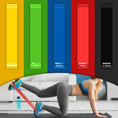 Produktbild von PRECORN Fitnessband 5er Set Fitnessbänder Trainingsbänder Gymnastikband Trainingsband Pilates Yoga