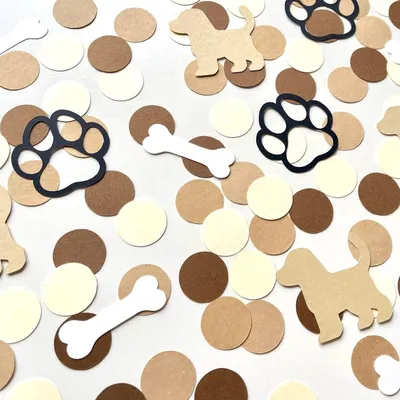 Produktbild von Hundekonfetti, 100 Stück, mit 6 verschiedenen Motiven für Hundebirthday-Partys und Feiern