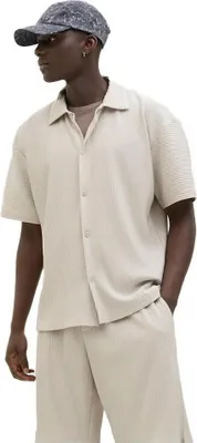 Image de Jack & Jones Interlude Chemise plissée à manches courtes Beige S Hommes Beige S