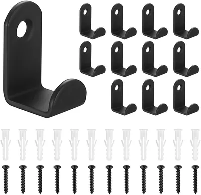 Produktbild von 12 schwarze Wandgarderobenhaken, für Zuhause, Badezimmer, Küche, Kleidung, Handtücher.