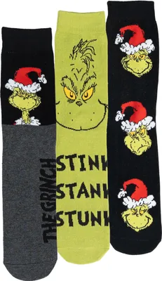Produktbild von The Grinch Socken für Damen und Herren - Uni Sneaker Frauen und Männer Strümpfe Grün/Schwarz (3er Pack) 40-45