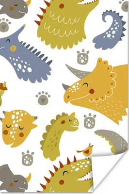 Produktbild von MuchoWow® Poster Dinosaurier - Schnittmuster - Jungen - Dino - Kinder 120x180 cm - Kunstposter