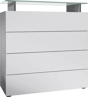 Produktbild von Vladon Sideboard Pavos V2, Kommode mit 4 Schubladen und Glasablage, Anthrazit matt/Weiß matt (76 x 80 x 33 cm)