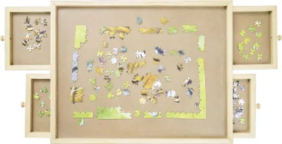 Immagine prodotto di Tavolino per puzzle in legno - fino a 500 pezzi - 4 cassetti - piano per puzzle