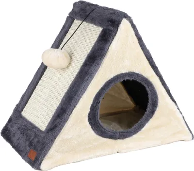 Produktbild von Trojuholníkový domček pre mačky - cca 42x35x24 cm - so škrabadlom