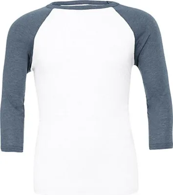 Produktbild von Canvas 3200 | Herren 3 / 4 Sleeve Baseball T-Shirt - Farbe: White/Denim Triblend (Heather) - Größe: L