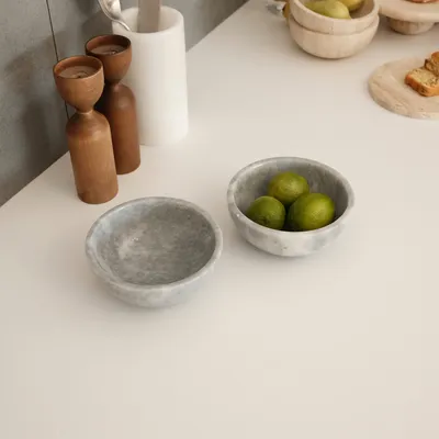Produktbild von Hermia Concept, MAR09410206D, Schüsselset (2 Stück), 100 % veronesergrauer Marmor, Grau, 6 x 26 x 15 cm