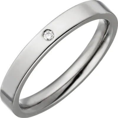 Produktbild von Ring schmaler Partnerring aus Titan mit Diamant Brillant flach schlicht Innenumfang 52mm Ø16.6mm