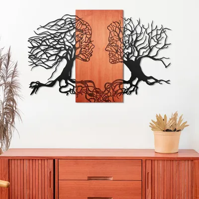 Produktbild von Wallity, Stilvolles Wandaccessoire aus Holz, Rot-Schwarz, 92 x 57,5 cm | 100% METALL