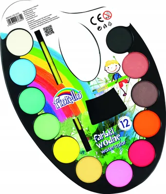 Produktbild von Farben auf Wasserbasis auf einer Palette mit 12 Farben Fiorello 170-2373