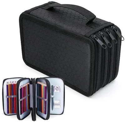 Image de Trousse noire à 72 compartiments pour l'école et le bureau