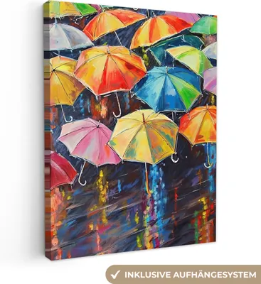 Obrázek produktu pro OneMillionCanvasses® - Obraz na plátně - Deštníky - Umění - Duha, nástěnná malba, nástěnné dekorace, obrázky do obývacího pokoje, 90x120cm