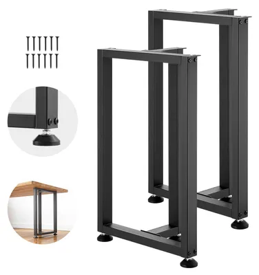 Zdjęcie produktu dla SucceBuy Zestaw 2 podpór stołowych 450 x 220 x 740 mm, podstawa stołu w kształcie litery T o nośności 1000 kg, nogi stołu ze stali węglowej, nóżki meblowe, podstawa stołu, nóżki stołu do biurek, stolików kawowych i stołów jadalnych, kolor czarny