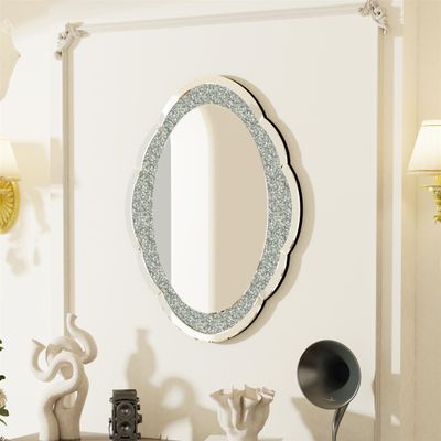 WISFOR Moderner Wandspiegel Unregelmäßig Spiegel, Dekorative Hängespiegel mit Metall Haken für Badezimmer Wohnzimmer Schlafzimmer 60×80cm