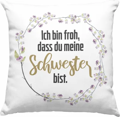 Produktbild von Trendation - Beste Schwester Deko-Kissen mit Füllung 40x40 Spruch Geschenkidee Geburtstag Schwester von Schwester (Grün)