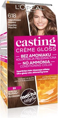 Obrázek produktu pro L'Oreal Paris Casting Creme Gloss Barva na vlasy 618 Vanilová Mokka - Barva na Vlasy, Bez Amoniaku, S Technologií Bezpečného Slunenochronu, Trvanlivá a Lesklá Farba