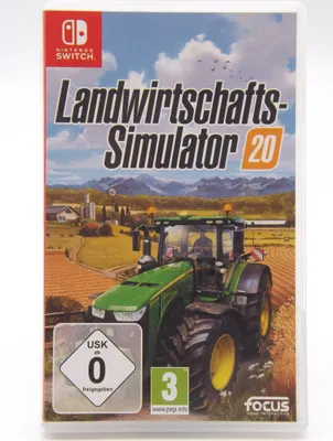 The image shows the Nintendo Switch game case for Landwirtschafts-Simulator 20, featuring a tractor in a field.
