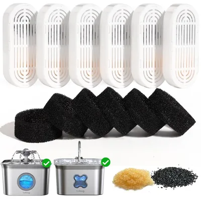 Produktbild von Ersatzfilter Trinkbrunnen Katze Pumpenschwämme - 6 Filter und 6 Schwämme - Set