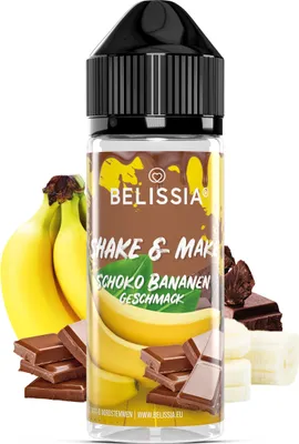 Produktbild von Belissia Shake and Make Schoko-Banane - 10ml hochdosiertes Lebensmittelaroma + 120ml Schüttelflasche - Für Backen, Speisen, Getränke, Shake & Raumduft