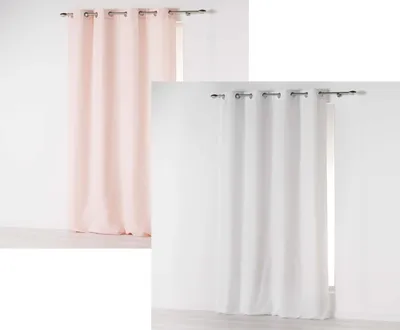 Produktbild von Mikrofaser Vorhang 140x260 Gardine Schal Ösen Vorhänge transparent Wohnzimmer , Farbe:Rose