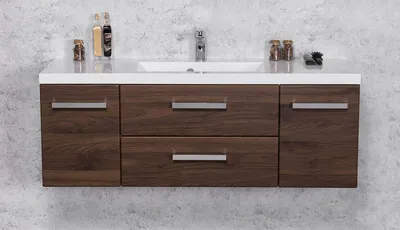 Produktbild von Quentis Badmöbel Genua 120 cm, Nussbaum, Waschbeckenunterschrank montiert
