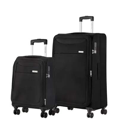 Produktbild von CarryOn Air 2-teiliges Kofferset – Weicher Handgepäckkoffer 55 cm + großer Koffer 77 cm – TSA-Expander – Schwarz