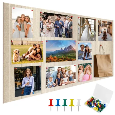 Image de Panneau mural en feutre adhésif, dimensions 80 x 40 cm, épaisseur 0,9 cm, pliable, idéal pour photos et notes