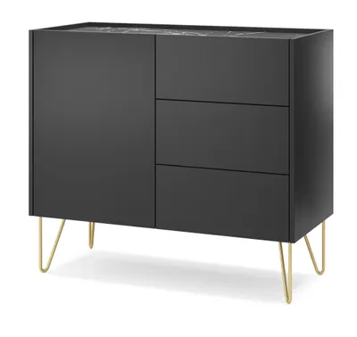 Image de AX LIVING Commode Noir Acalia KT97 97 cm Moderne et élégante