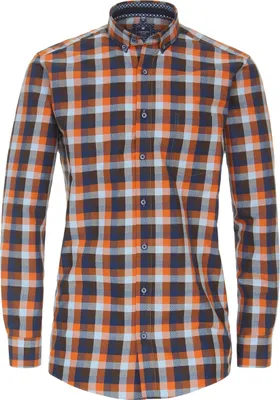 Produktbild von REDMOND Langarmhemd Blau/Orange kariert XL Comfort Fit