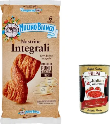 Produktbild von 12x Mulino Bianco Nastrine Integrali Vollkorn Snack 100 % Vollkornmehl 6 Stück 240 g + Italian Gourmet polpa 400g