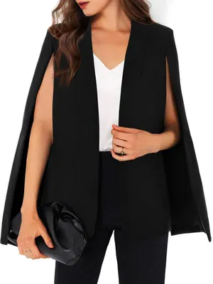 Produktbild von Damen-Blazer im Cape-Stil mit geschlitzten Ärmeln und offener Vorderseite,Größe:L