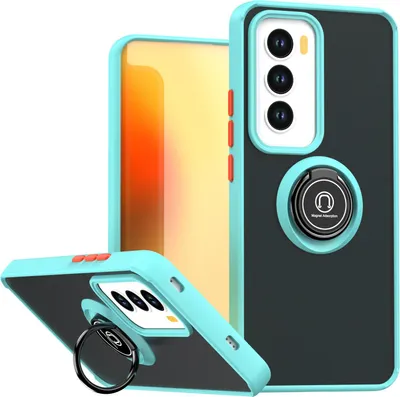 Produktbild von Hülle für Oppo Reno12 Matte Transluzent TPU Stoßfest Schutzhülle mit Ring Halter Ständer Hellblau